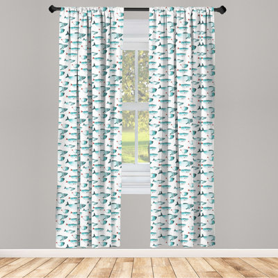 Koi Fish Semi-Sheer Rod Pocket Curtain Panels