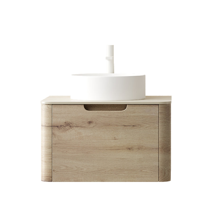 Meuble-lavabo mural 24 po avec comptoir rond en céramique et pierre frittée Xainy