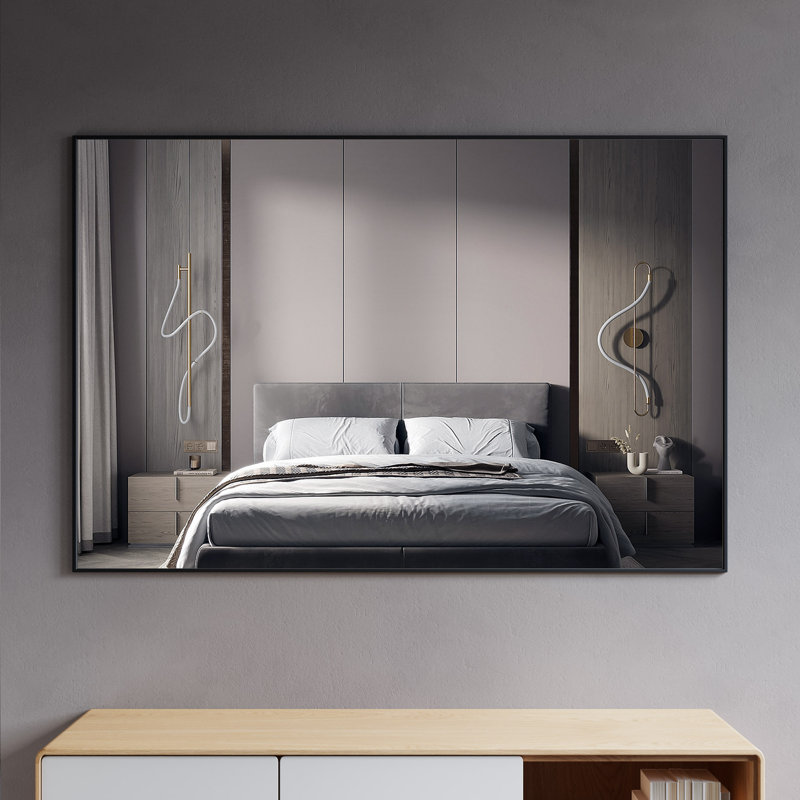 Akhilesh Wall Mirror, 31" H x 48" W, Black