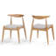 Ensemble de salle à manger 5 pièces de style Mid-Century moderne - table avec cadre en bois massif et 4 chaises rembourrées beiges-1823648515