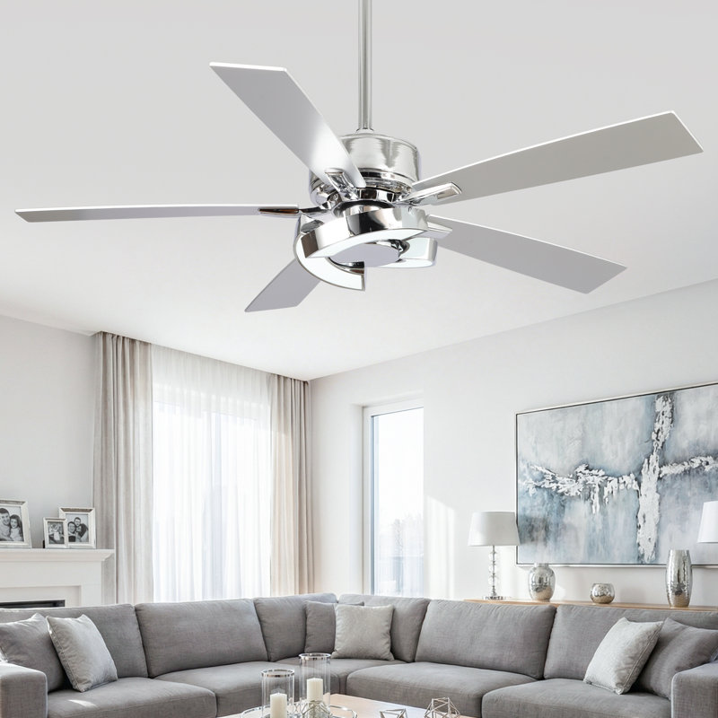 Joquin 52'' Dimmable LED Ceiling Fan with 3 Color Lights and Remote Control, Double-Sided Blades, 6-Speed Reversible DC Motor