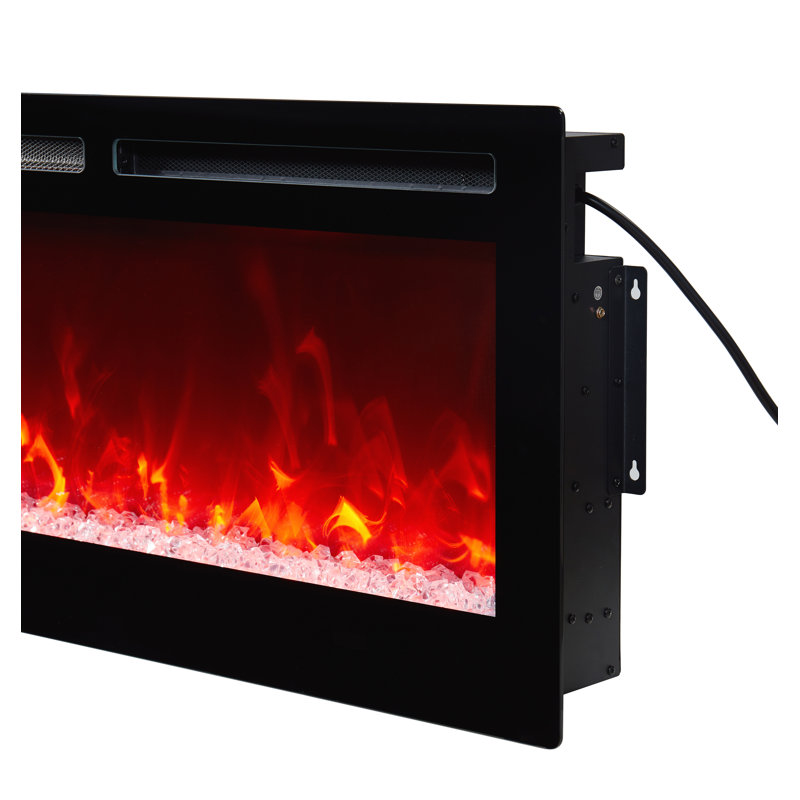 Modern Electric Fireplace With Multi-Color Flame And Ember Effects, Wall-Mount & Recessed Installation, Touch Screen & Remote Control