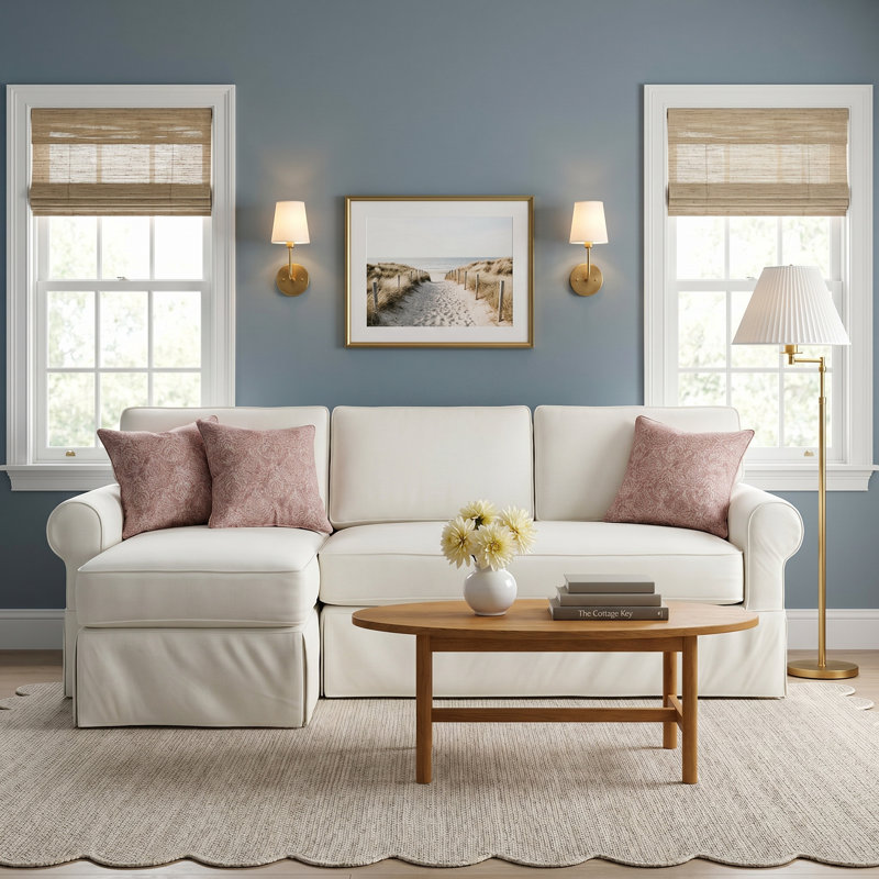 Porter 2 - Piece Slipcovered Sectional, Left Hand Facing, Macarena Light Gray Canvas