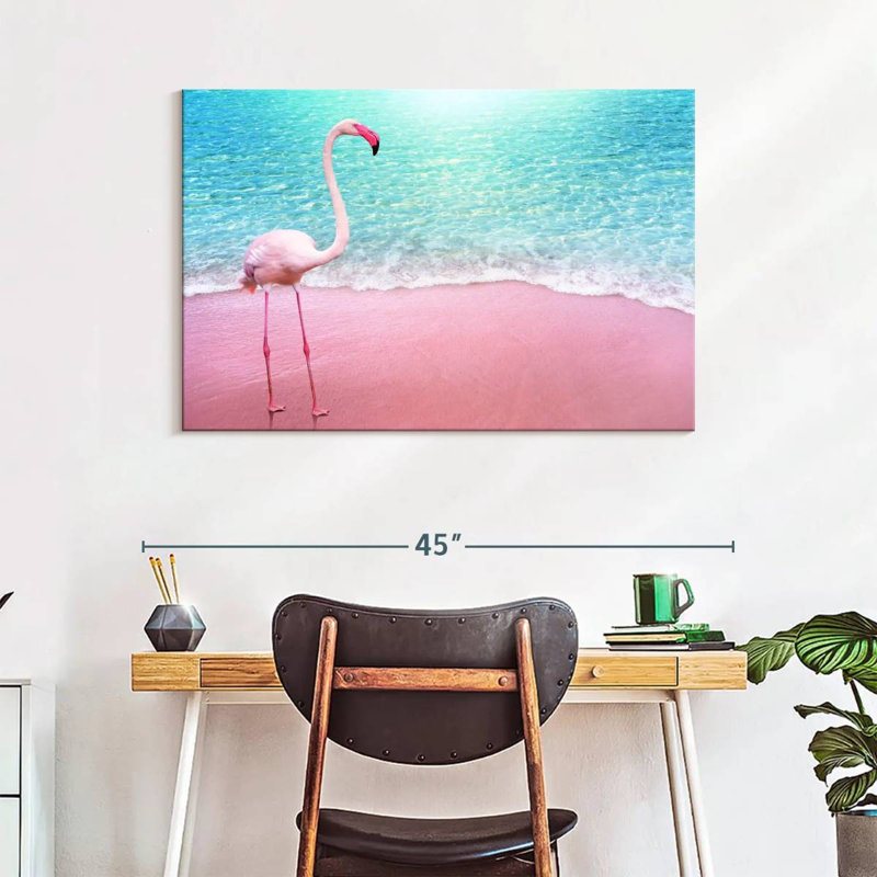 Flamant rose plage Brampt, H 26 po x l 39 po