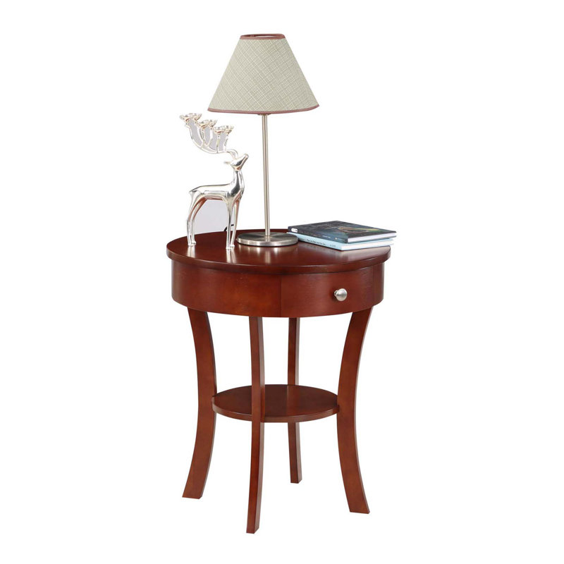 Table de bout à 1 tiroir avec rangement Moravian, Acajou