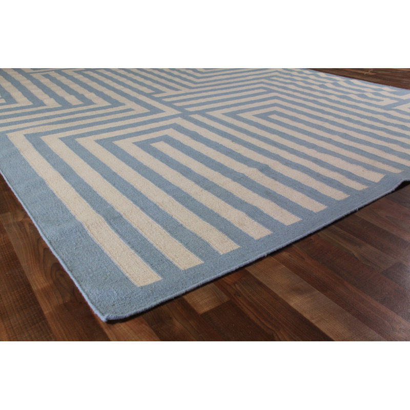 Flatweave Wool Geometric Area Rug, Rectangle 5' x 8'