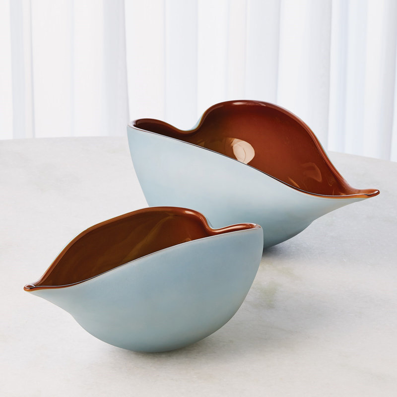 Frosted Bowl w/Casing, 5.5" H x 11" W x 7" D, Blue/Amber