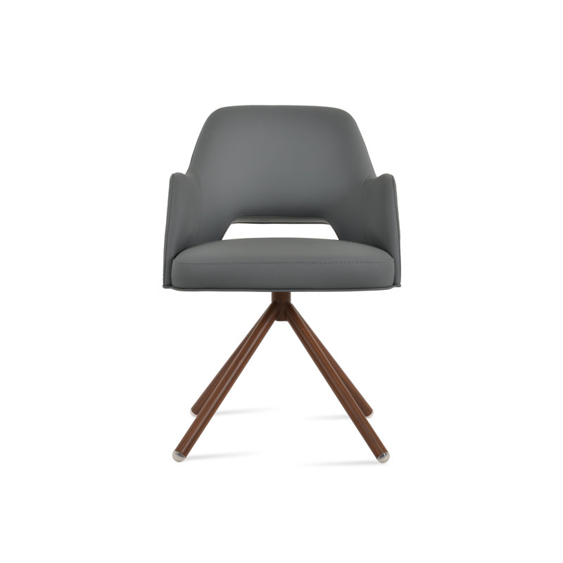 Marash Stick Swivel Arm Chair, Walnut, Dark Gray