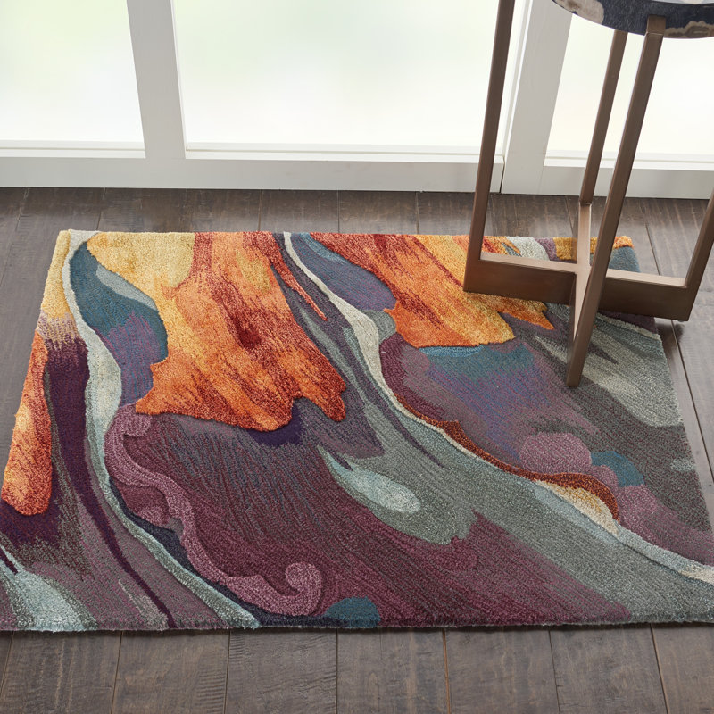 Annan Abstract Hand-Tufted Multicolor Area Rug, Rectangle 3'9" x 5'9"