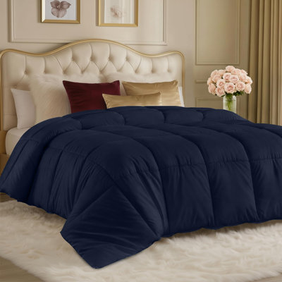 Utopia Bedding Comforters Queen Size, All Season Duvet Insert, Down Alternative Box Stitched Bed Comforter with Corner Tabs, Machine Washable (Navy)