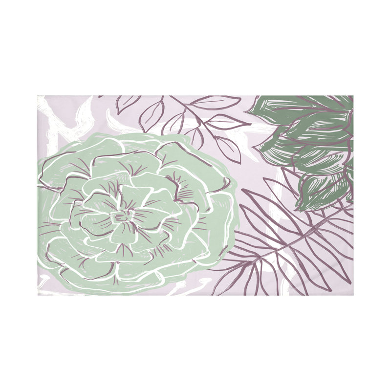 Jeté à fleurs et frondes, L 50 po x l 60 po, Céleri clair (vert)