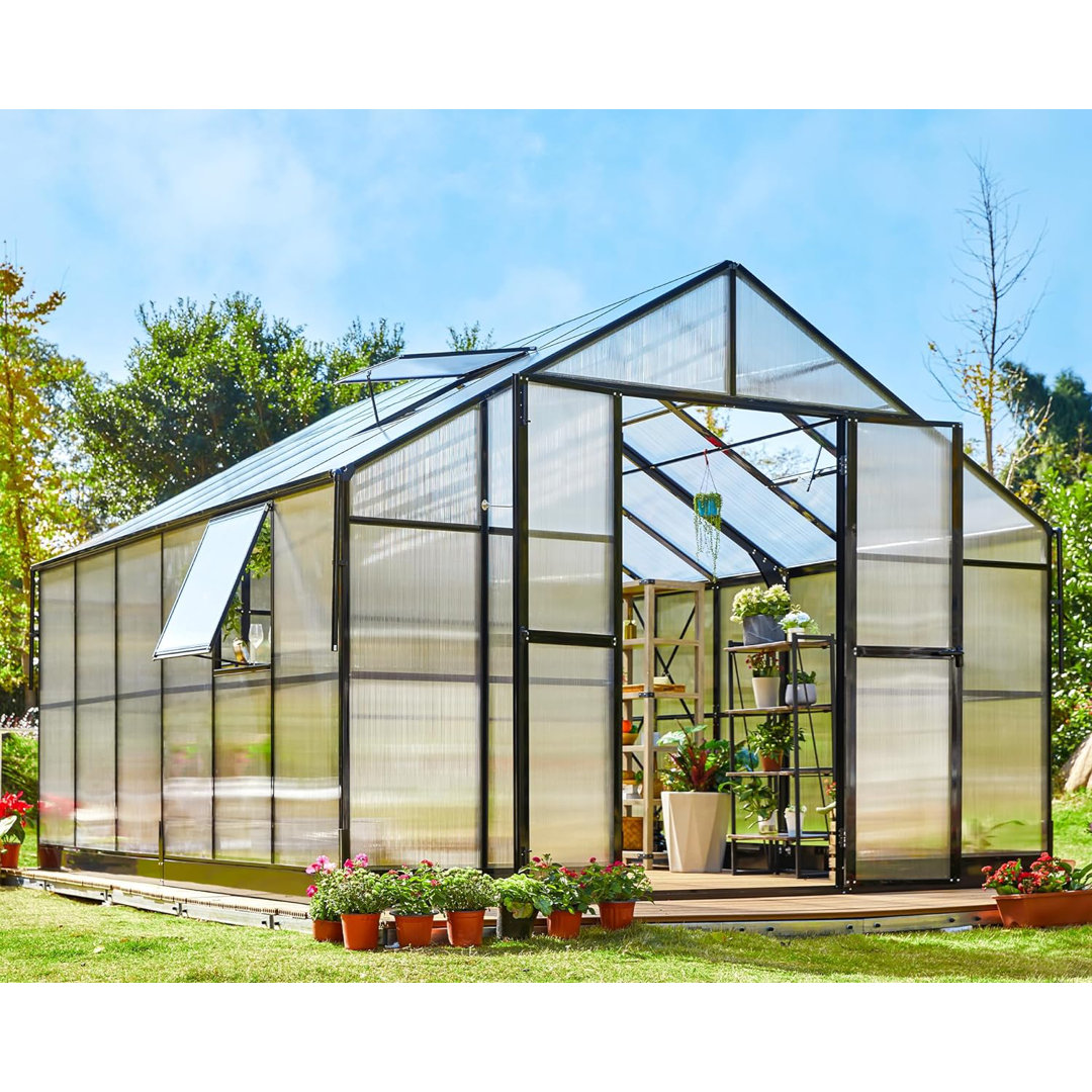 Grower’s Haven 12 x 13.5 x 9 ft. Polycarbonate Greenhouse - Outdoor Aluminum Greenhouse with Quick Connect Fittings AMERLIFE