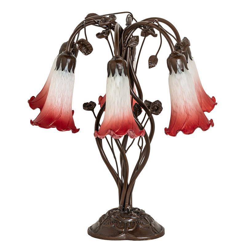 Meyda Tiffany & Stained Glass Table Lamp, Red/White