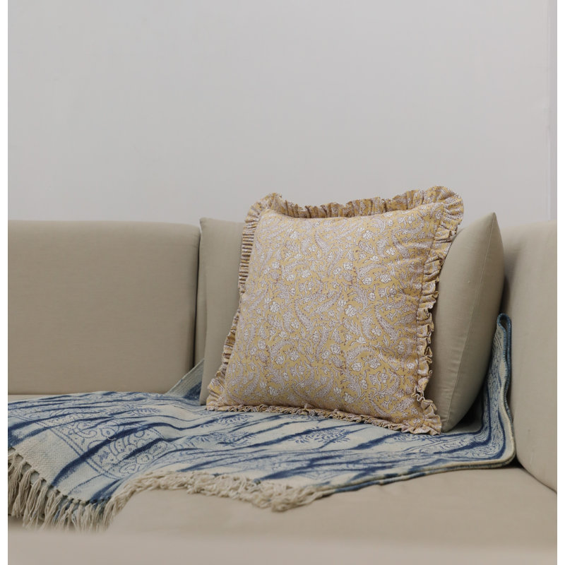 Fabdivine Rustic Cotton Cushion Cover Handmade Block Printed Decorative Throw Pillow for Sofa & Bed- Blackforest, 14"H x 36"W