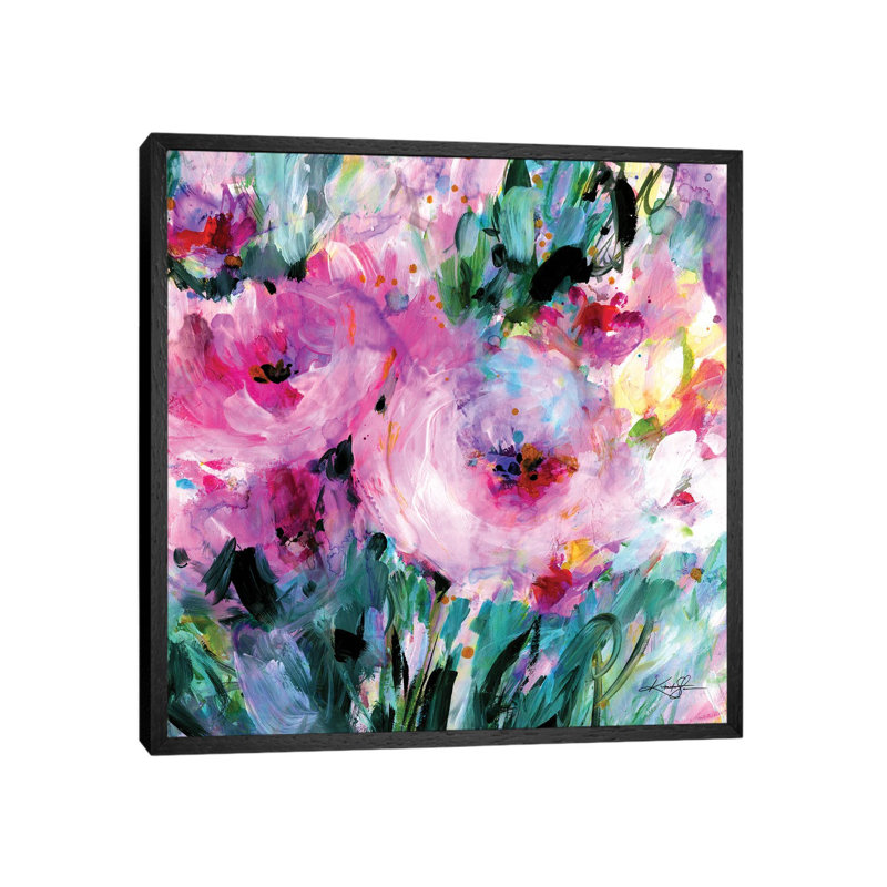 Enchanting Blooms II by Kathy Morton Stanion - Painting on Canvas, 93.98cm H x 93.98cm W x 3.81cm D, Black Framed