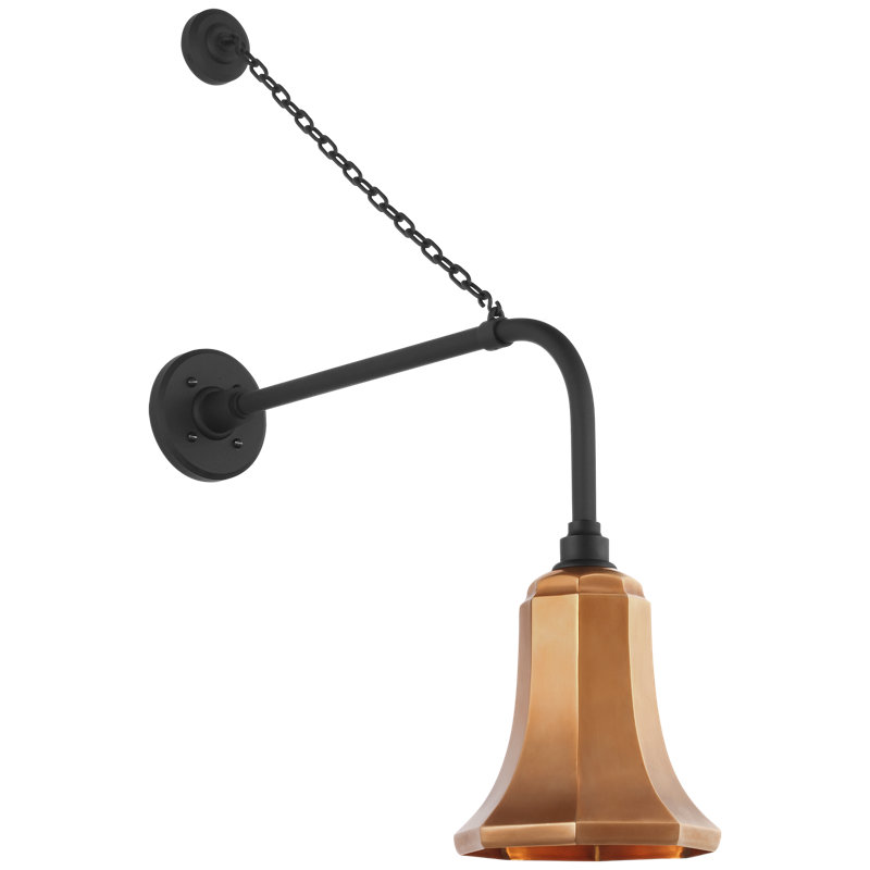 Thomas O'Brien, "Academy 20" Anchored Rex Barn Light in Matte Black with 9.25" White Savannah Shade, Matte Black, Soft Copper