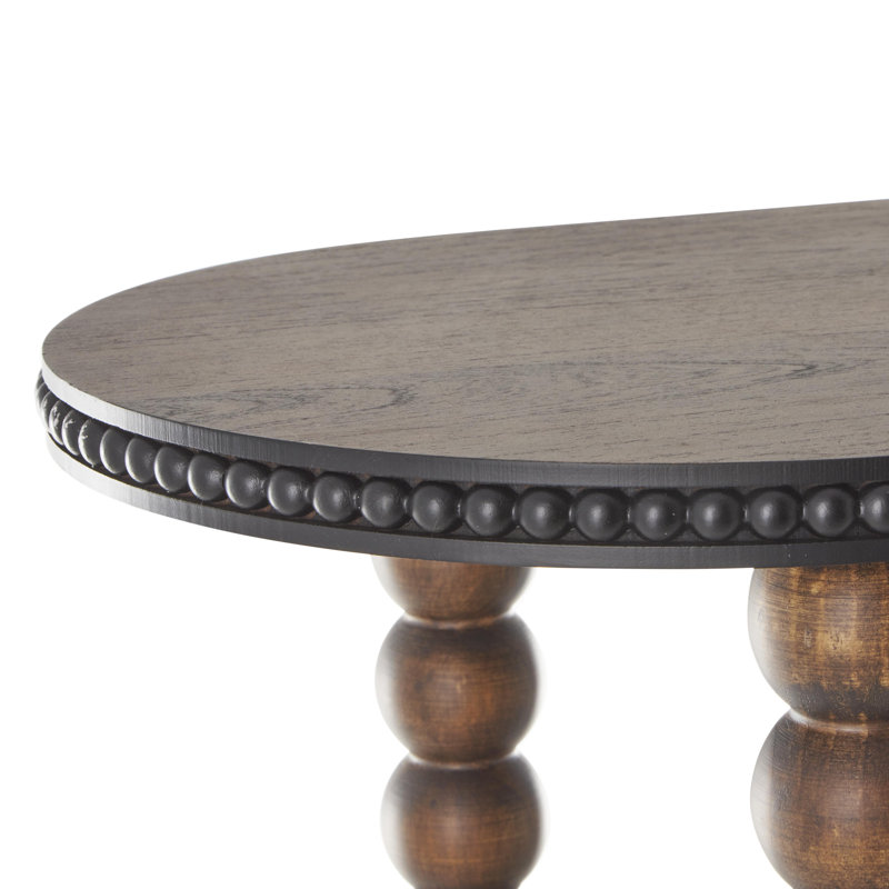 Chirillo Wood Oval Spindle 1 Shelf Brown Console Table with Beaded Edges