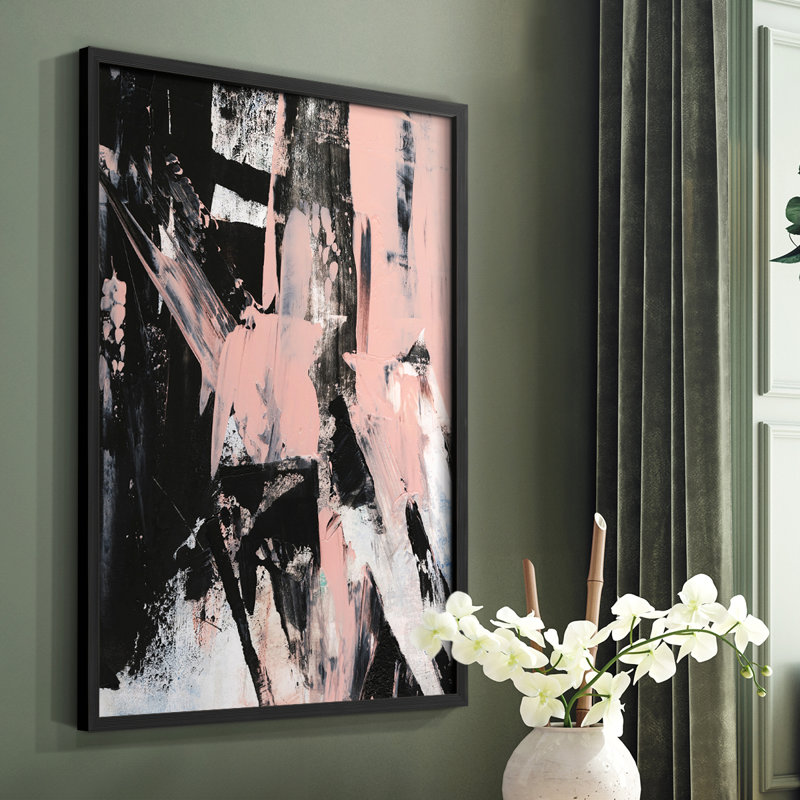Impression encadrée Black & Blush II - bois massif, Noir, H 28 po x l 22 po