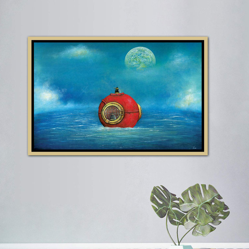 Sur l'autre côté par Neil Thompson - reproduction d'art, H 40 po x l 60 po x 1,5 po, Toile avec cadre or, Pas de tapis