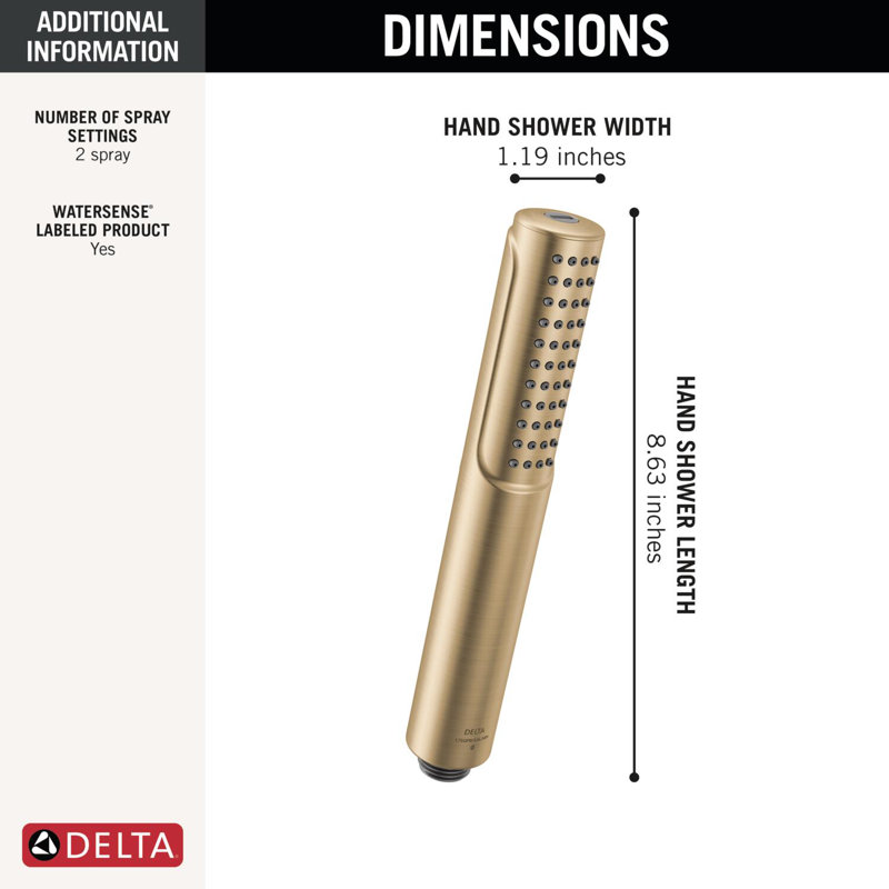  2-Setting Handheld Shower Head with High Pressure ProClean Spray Brushed Gold, Lumicoat Champagne Bronze