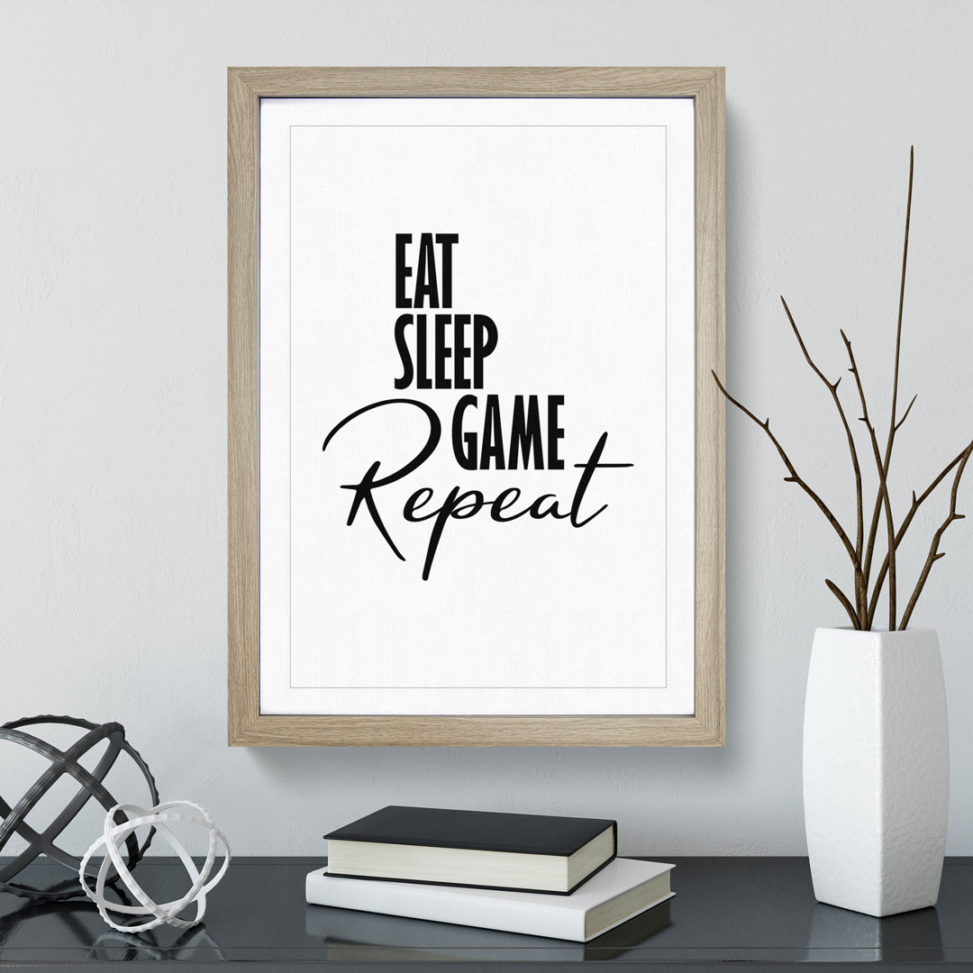 Eat Sleep Game Repeat - Picture Frame Typography