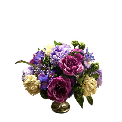 Piédestal en métal toutes saisons à motif floral pivoine iris 18 x 18