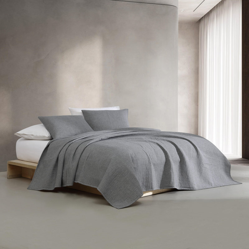 Ensemble de courtepointe réversible Calvin Klein, Gris, Courtepointe très grand et 2 très grandes taies 