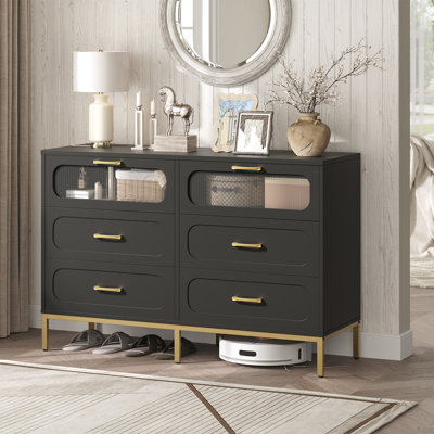 LED 6 Drawer Double Dresser with Power Outlet