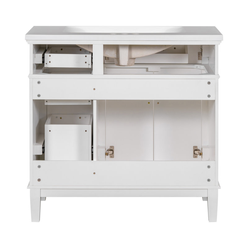 36-Inch Modern Bathroom Vanity With Resin Sink, Soft Close Doors, And Four Drawers For Efficient Storage And Elegant Design