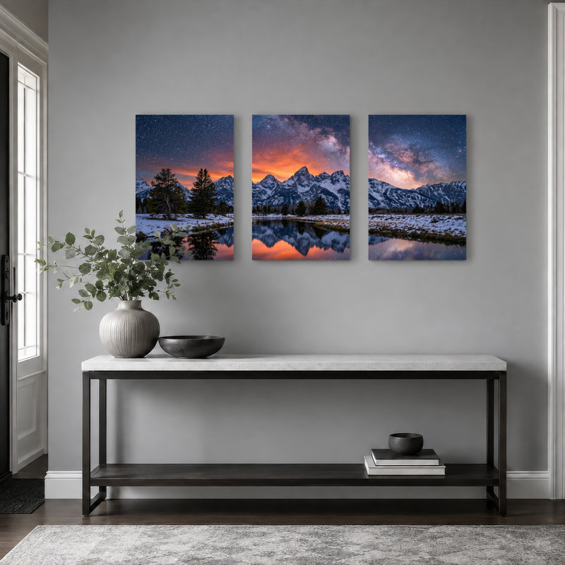 Montagne montagne, art sur toile tendue, ensemble de 3 reproductions de peintures à l'huile pour salon, 2030