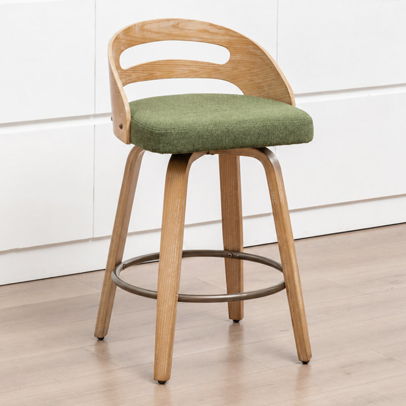 Tabourets de comptoir pivotants en lin rembourrés, Tabouret de comptoir (siège d'une hauteur de 25,1, Vert