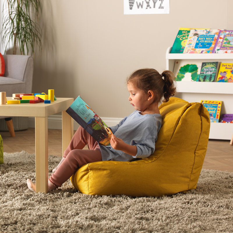 Icon Kids Outdoor Friendly Refillable Classic Bean Bag, 47cm H x 48cm W x 58cm D, Ochre Yellow