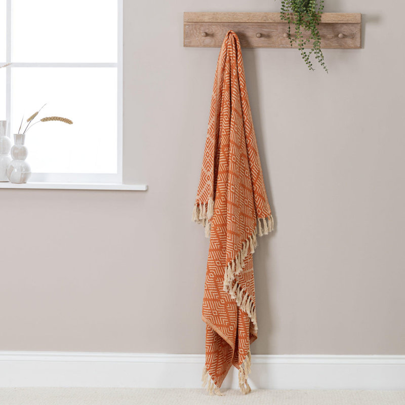 Jaziel Hand Woven Throw Blanket, Orange
