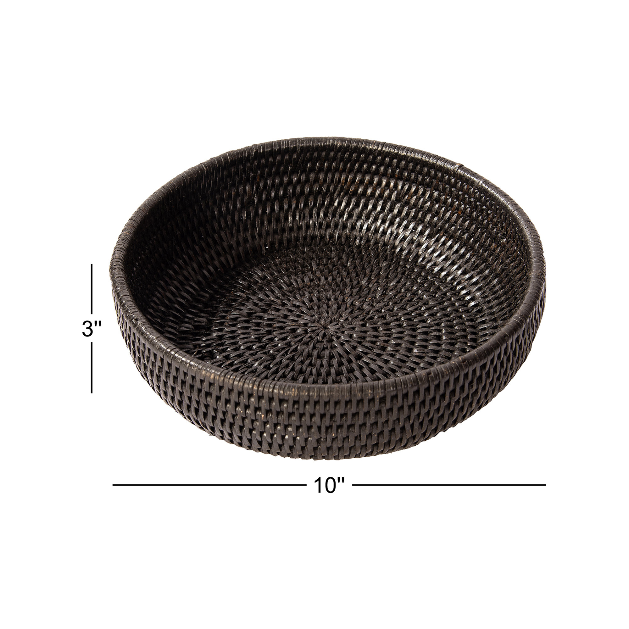 Camden Handmade Rattan Decorative Bowl 1, Tudor Black
