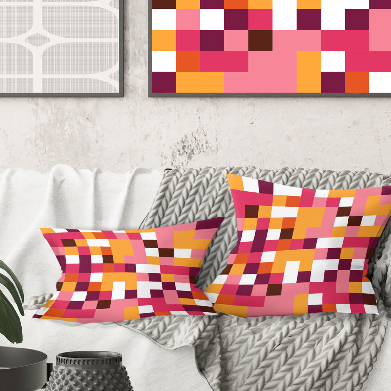 Coussin décoratif rétro Mid-Century, 16 po x 1 po