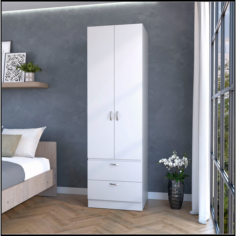 Garde-robe 2 tiroirs 2 portes, Blanc