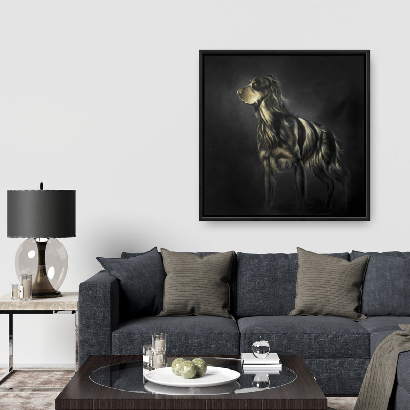 Picard Spaniel Black Office Framed Canvas | Home Decor Art