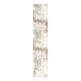 Round  Abstract Machine Made 8' Polypropylene Area Rug in Gray/Ivory/Brown