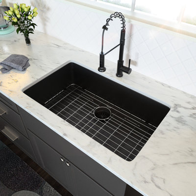 Gunmetal Black 28 X 18 Inch Undermount Single Bowl Kitchen Sink 16 Gauge 10 Deep, Sus304 Stainless, Hand - Crafted, Soundproof, Condensation Deep Crafted Brushed, Condensation, Drain And Grid