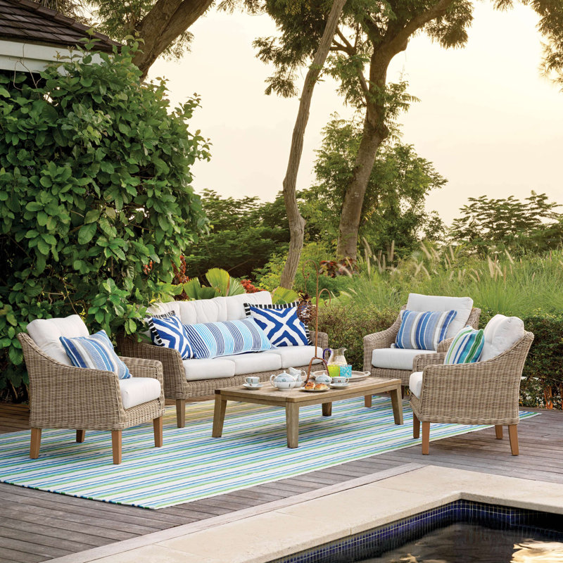 Always Striped Outdoor Reversible Pillow Cover, Blue