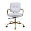 Chaise de bureau en cuir blanc antique - coussin épais et stable de 3 po, pivotant à 360 degrés, hauteur réglable, + gris, coussin optionnel, densité de la mousse D6,5, fabrication du siège