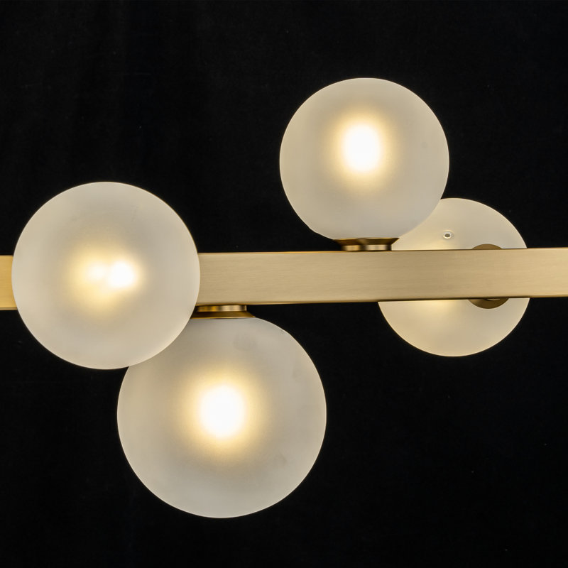 Luminaire suspendu pour îlot de cuisine 12 lumières Kimana, Doré