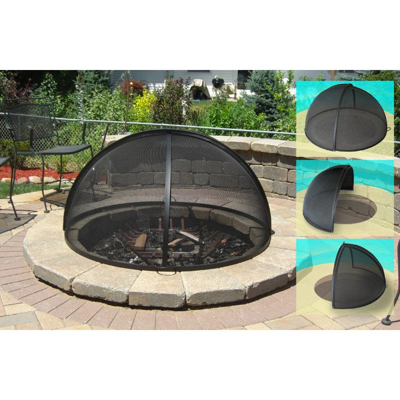 Round Stainless Steel Spark Screen, 22" H x 44" W x 44" D