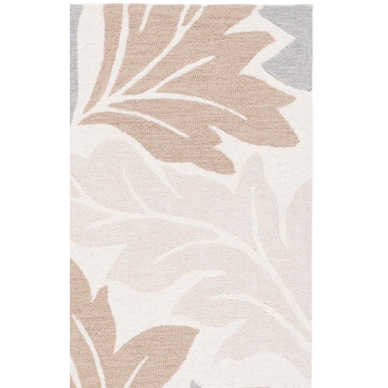 Galicia 402 Hand Tufted Wool/Cotton Floral Rug in Ivory/Brown, Runner 2'3" x 8'