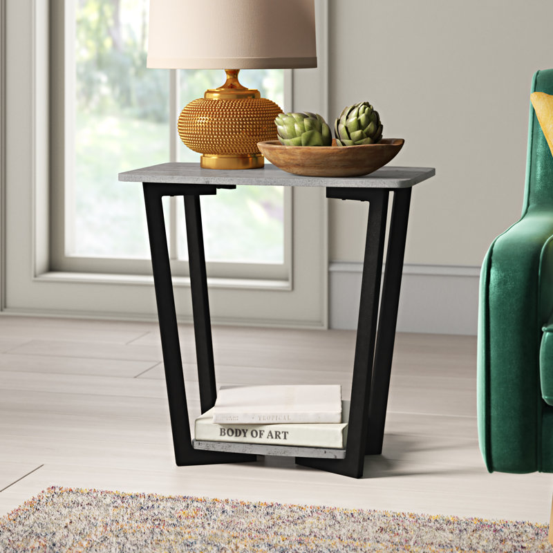 Asyra End Table, Birch/Slate Gray