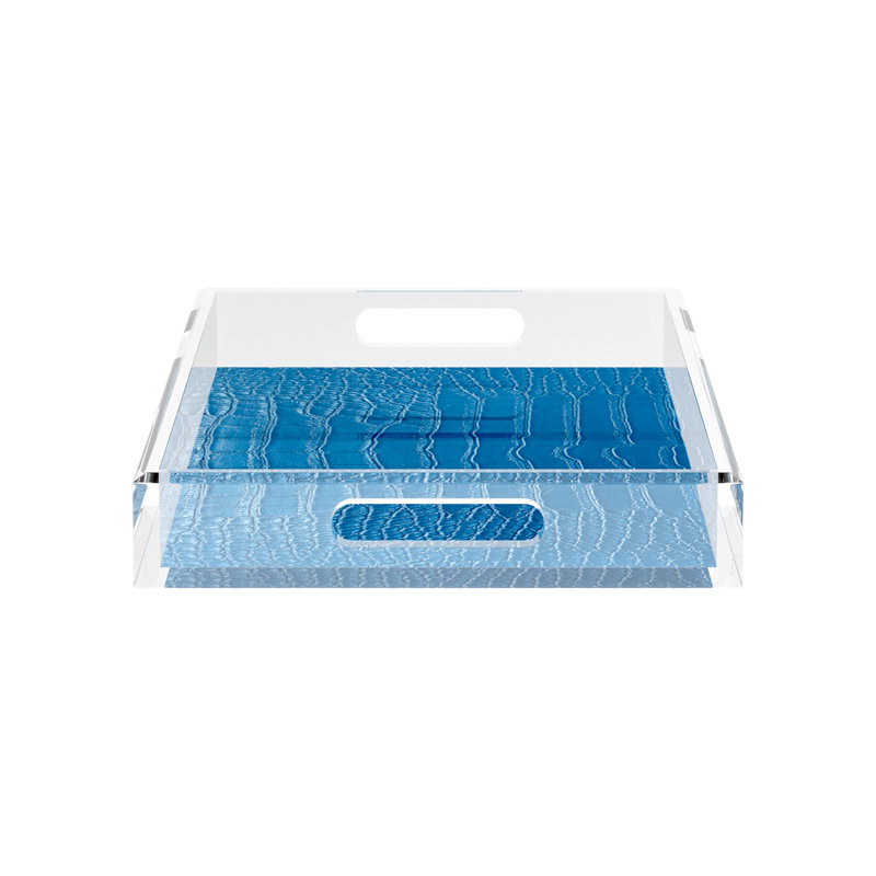 Crocodile Acrylic Rectangle Decorative Tray, Kyoto Blue, 17"W x 10.5"D x 2"H