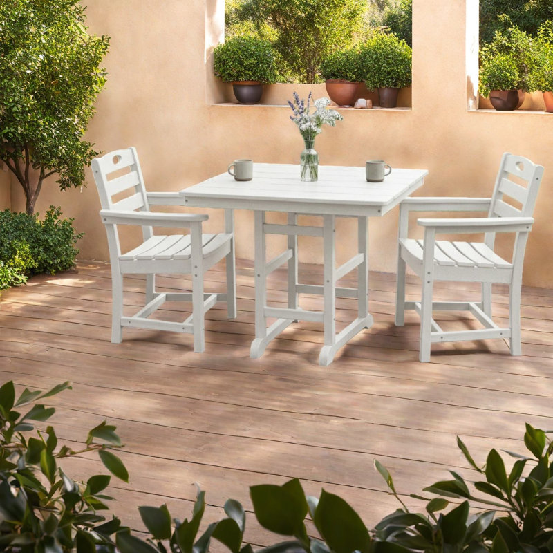 Space Saving Patio Dining Sets, Hdpe Modern 3 Piece Set For Balcony