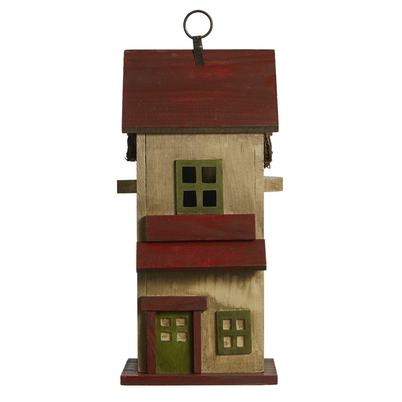Maison d'oiseaux d'extérieur en bois massif vieilli 14,25 "Deveshi