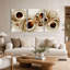 Ensemble de 3 toiles murales abstraites aux formes fluides dans des tons or et bronze-564746173