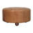 Brown Buffalo Hide Leather Round Ottoman